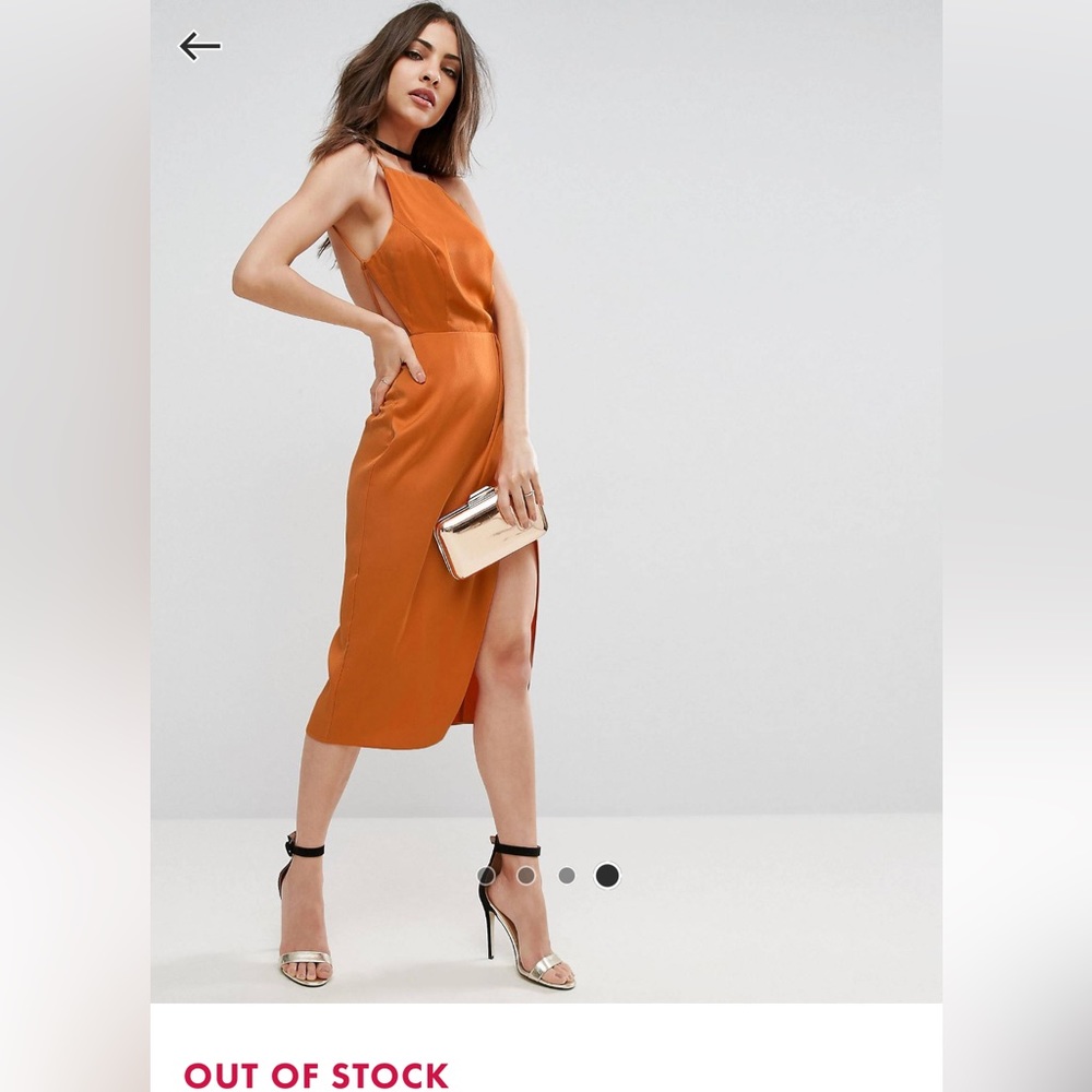 ASOS Drape Front Delicate Back Midi Dress - Picture 4 of 9